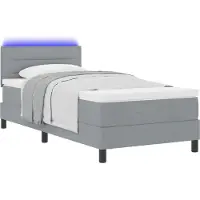 Syfax Boxspring bed met hoofdeinde Lichtgrijs 90 x 190 cm Stof