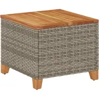 vidaXL Tuintafel 45x45x37 cm poly rattan en acaciahout grijs