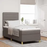 Prolenta Maison Exclusive - LED boxspringbed met hoofdeinde, taupekleurig, 90 x 190 cm, gestoffeerd