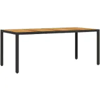 vidaXL Tuintafel met acaciahouten blad 190x90x75 cm poly rattan zwart