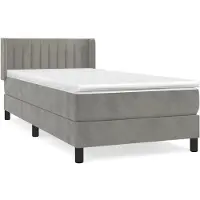 Syfax Boxspring met matras fluweel lichtgrijs 90x200 cm