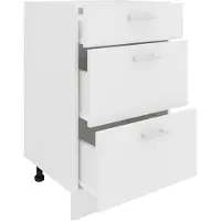 VCM Esilo keuken onderkast 50 cm 3 ladeswit.