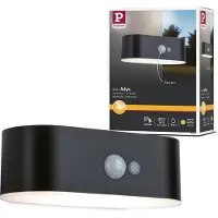 Paulmann Adya buitenwandlamp solar sensor, zwart, Kunststof, solar buitenlamp