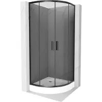 Mexen Rio douchecabine halfrond 70 x 70 , grafiet, zwart + Rio douchebak, wit - 863-070-070-70-40-4710