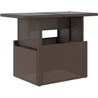 Syfax Tuintafel met glazen blad 100x55x73 cm poly rattan bruin