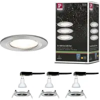 Paulmann Nova ronde vaste spot, 3-delig, ijzer, IP44, GU10, 2.700 K, alu / grijs / zink, Badkamer, Aluminium, Modern, inbouwspot