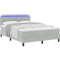 Syfax LED Box Spring Bed Lichtgrijs 140 x 190 cm Fluweel