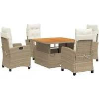 vidaXL 5-delige Tuinset met kussens poly rattan beige