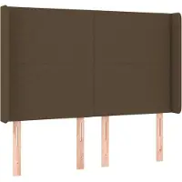 vidaXL Hoofdbord met randen 147x16x118/128 cm stof donkerbruin