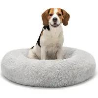Lionto Donut hondenbed, zacht pluche & verhoogde rand 80 cm lichtgrijs