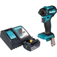 Makita Boormachine + slagboor, DDF 083 RG1 Accuboormachine 18 V 40 Nm 1/4'' borstelloos + 1x oplaadbare accu 6.0 Ah + lader