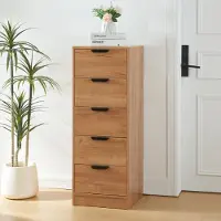 En.casa Commode Varkaus ladekast mdf met 5 lades 108x40x40 cm eikenkleurig []