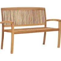 The Living Store Stapelbare tuinbank voor 2 personen, 128,5 cm, massief teakhout