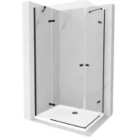 Mexen Roma Duo douchecabine scharnierend 80 x 70 , transparant, zwart + Flat douchebak - 854-080-070-70-02-4010B