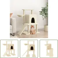 The Living Store De Living Store krabpaal met sisal krabpalen, crème kleur, 96,5 cm