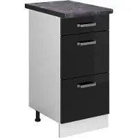 Vicco R-Line Keukenonderkast – 40 cm met laden, WB Antraciet Zwart hoogglans