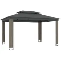 Syfax Prieel met dubbel dak 3,94x2,96 m staal antracietkleurig