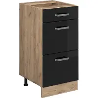 Vicco R-Line Keukenonderkast – 40 cm met laden, zonder werkblad Zwart hoogglans
