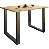 VCM Houten tafel | H. 76 x B. 110 x T. 80 cm | Hoogwaardige en solide voetsteun | IJzeren voeten | Keukentafel - Xona U