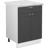 Vicco Keukenonderkast Fame-Line Antraciet-goud 60 cm met lade, WB Marmer, Model 46070