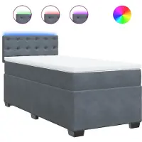 vidaXL Boxspring met matras fluweel donkergrijs 1-persoons (alleen AU)