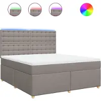 vidaXL Boxspring met matras stof taupe 180x200 cm