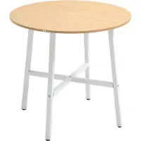 HOMCOM - eettafel - spaanplaat - staal - natuurlijk hout
