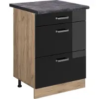Vicco R-Line Keukenonderkast – 60 cm met laden, WB Antraciet Zwart hoogglans
