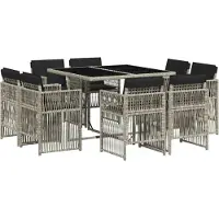 vidaXL 9-delige Tuinset met kussens poly rattan lichtgrijs