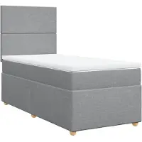 vidaXL Boxspring met matras stof lichtgrijs 80x200 cm