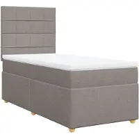 vidaXL Boxspring met matras stof taupe 90x200 cm