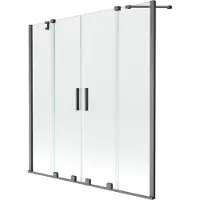 Mexen Velar Duo badwand 2-delige schuifwand 150 x 150 , transparant, geborsteld gun gray - 896-150-000-02-66