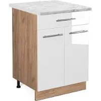 Vicco Fame-Line Keukenonderkast – 60 cm met lade, WB Marmer Wit Hoogglans