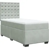 vidaXL Boxspring met matras fluweel lichtgrijs 80x200 cm