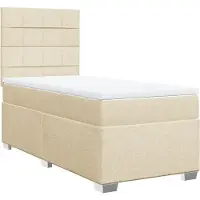 vidaXL Boxspring met matras stof crèmekleurig 90x200 cm