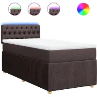 vidaXL Boxspring met matras stof donkerbruin 90x200 cm
