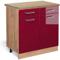 Vicco R-Line Keukenonderkast – 80 cm, WB Eik Rode hoogglans