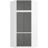Akord Hoekkledingkast S100 met Opzetstuk / Furniture Factory / Wit - Grafietgrijs / 100 x 235 x 50 cm