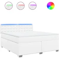 vidaXL Boxspring met matras kunstleer wit 180x200 cm