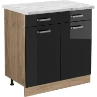 Vicco R-Line Keukenonderkast – 80 cm WB Marmer Zwart hoogglans
