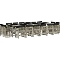 vidaXL 17-delige Tuinset met kussens poly rattan lichtgrijs