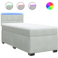 Syfax Boxspring met matras fluweel lichtgrijs 90x200 cm