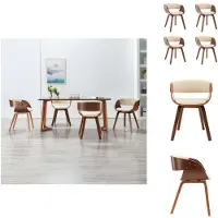 vidaXL Eetkamerstoelen, 4 stuks, crème kleur, beuken en kunstleer - Eetkamerstoelen