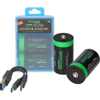 PATONA Premium oplaadbare batterij 2X LR20 USB-C (Batterij), Stroomvoorziening voor de camera