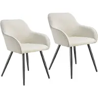 TecTake 2x tectake eetkamerstoel Marilyn - gestoffeerd met cordlook - Creme/Zwart