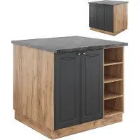 Vicco Fame-Line Keukeneiland – 90 cm zonder werkblad Antraciet goud/goud power eiken