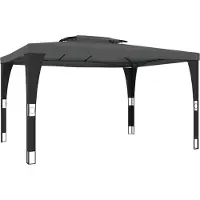 vidaXL Prieel met dubbel dak 3,98x2,98 m staal antracietkleurig