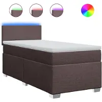 vidaXL Boxspring met matras stof donkerbruin 90x190 cm