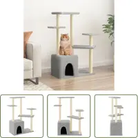 The Living Store De Living Store krabpaal met sisal krabpalen, lichtgrijs, 107,5 cm