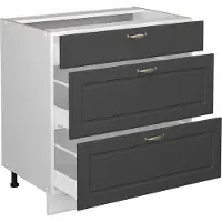Vicco Fame-Line Keukenonderkast – 80 cm met 3 laden, WB Eik Antraciet-goud